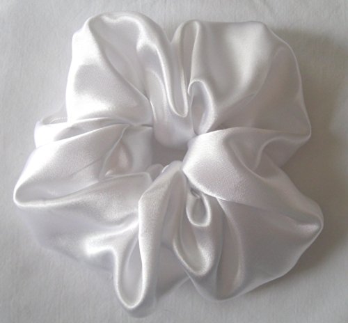White Satin Charmeuse Scrunchy - Made in the USA