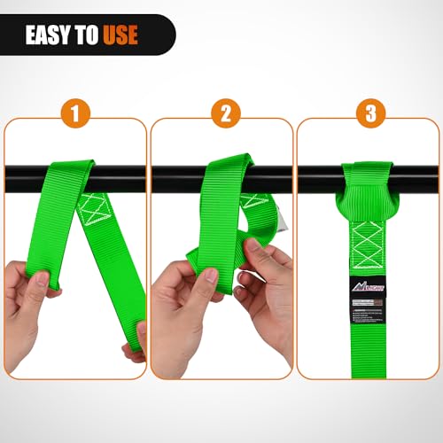 Image of Nilight Soft Loop 1.7 inchx17 inch Motorcycle Tie Down Straps Heavy Duty 12000Lbs Max Break Strength for Securing ATV UTV Kayak Moving Cargo (8PK-Green)