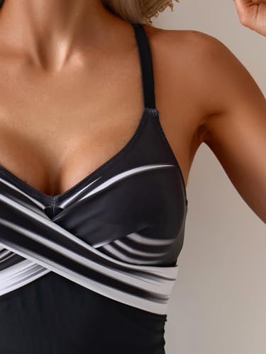 Image of B2prity Women's One Piece Swimsuit Tummy Control Front Cross Bathing Suit
