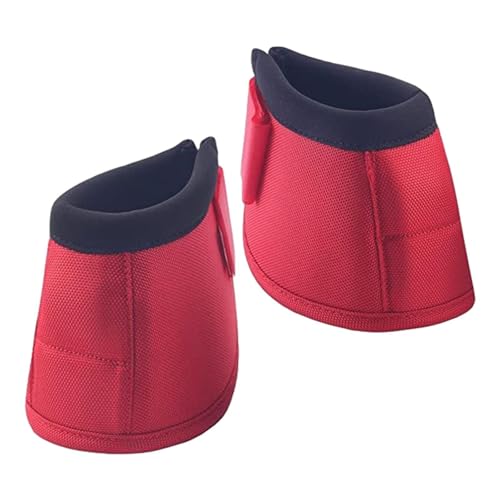 BEALIFE Equestrian Accessories Lightweight Horse Bell Boots Overreach Oxford Cloth Durable Comfortable Fitting Best Hoof Overreach Oxford Cloth Neoprene Pair Durable, Red, S