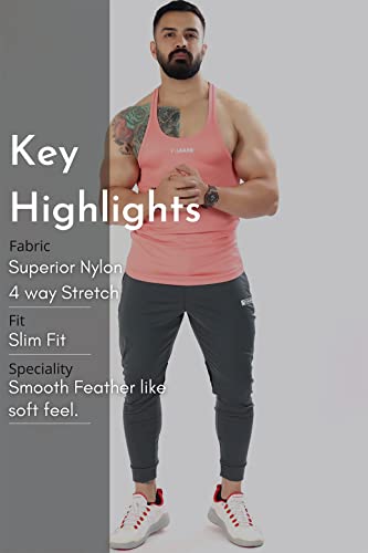 Image of FUAARK Men's Nylon Lycra Stretchable Jogger Trackpants with Zipper Pockets