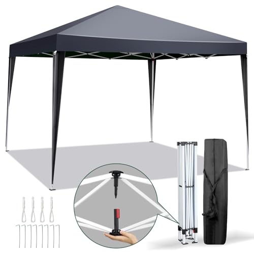 Bonnlo Pop Up Gazebo 3m x 3m, Easy One Button Assembly BBQ Shelter, Portable Garden Party Tent with Carrying Bag, Outdoor Use