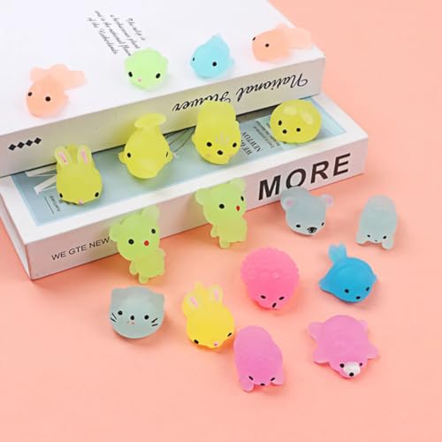 Image of Glow in The Dark Mini Squishy Animal Toys, Kawaii Stress Relief Mochi Squishies,, (10 Pieces)