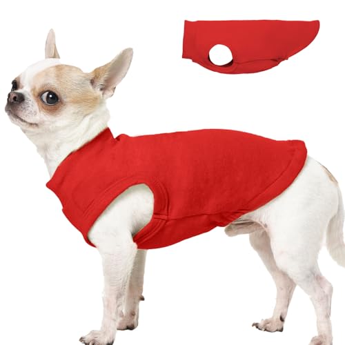 Image of Soft Fleece Dachshund Sweater for Cold Weather, Red, XS | Warm Sleeveless Small Dog Clothes, Stylish Pullover Sweatshirt for Mini Dachshunds, Chihuahuas,Autumn Winter Outdoor Wear