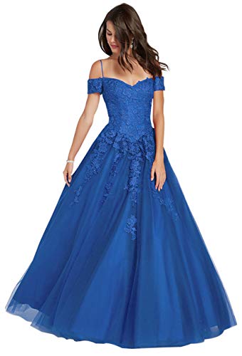 Plus Size Red Long Prom Dresses Off The Shoulder Ball Gown Lace A-Line Tulle Corset Formal Gown Us18W #TOP2