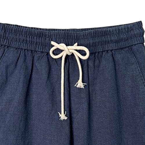 Shorts de lino para hombre con cintura elástica miniatura 5