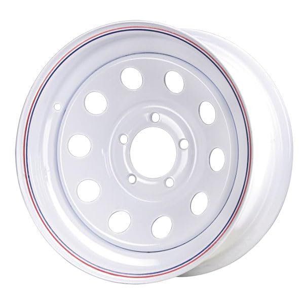 Premium Service 15x5 5 on 5 Modular Steel Trailer Wheel - White with Pin Stripes