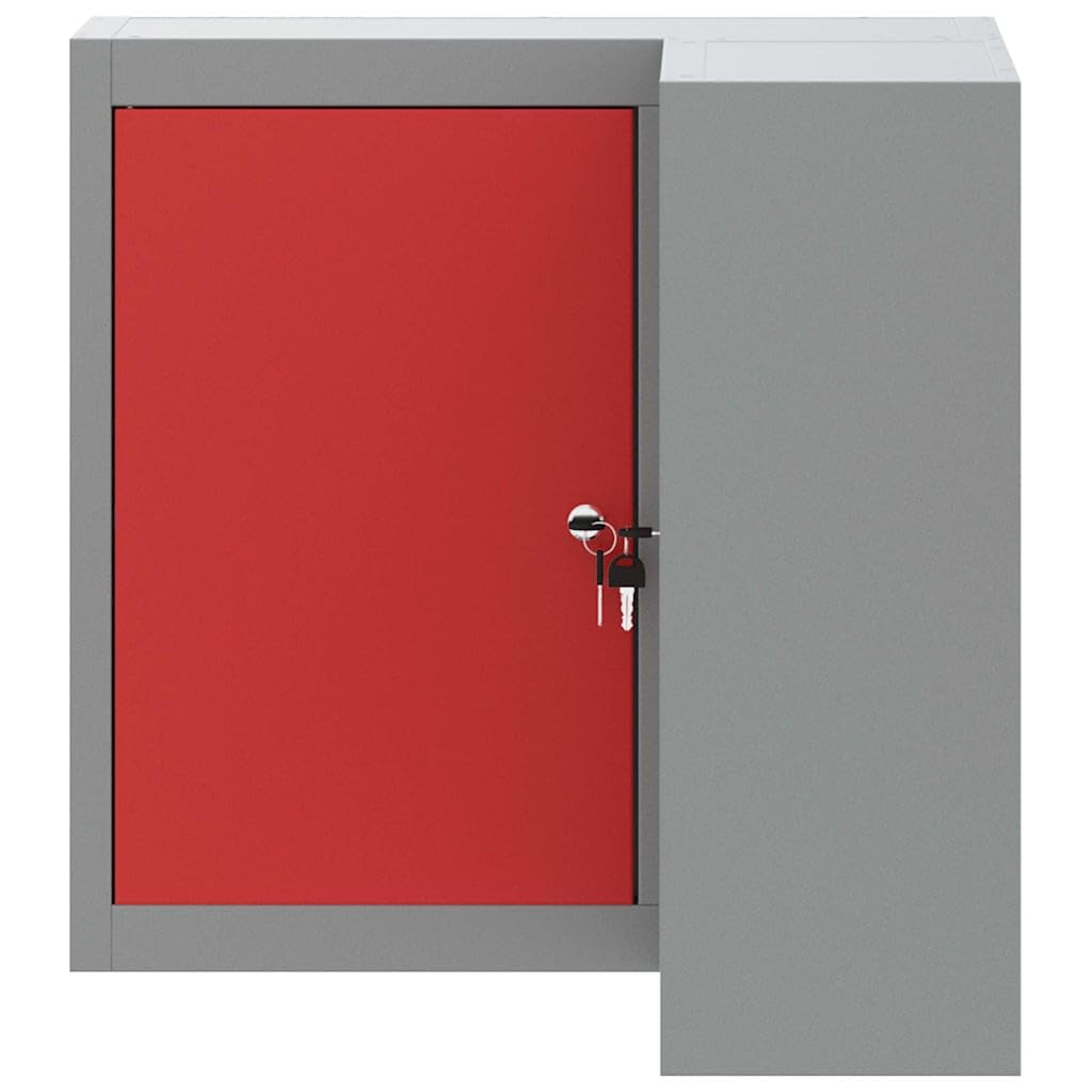 Genérico Armario de Herramientas con Estante Rojo y Gris 55 x 55 x 55 cm,Bricolaje,Accesorios de Bricolaje,Organización y Almacenamiento de Herramientas,Armarios para herramientas-4103468