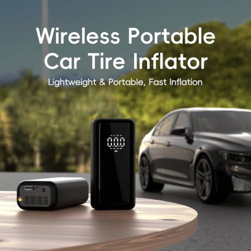 Bomba de aire inalámbrica y compresor portátil recargable con linterna LED 3