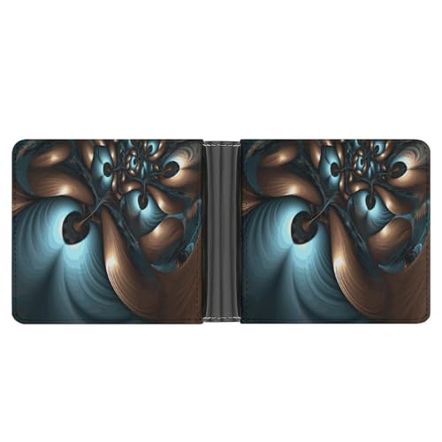 Men's Leather Wallet Bifold Wallet for Men Abstract Blue Brown Slim Wallet with Multiple Card Classic Passcase Mens Card Holder