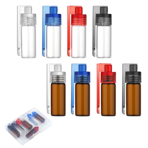 NQEUEPN 8pcs Récipients à Épices Portables, Bouteilles Distributeur d'Épices Conteneurs d'Assaisonnement Mini Pots à Épices en Verre avec Cuillère pour Camping Pique-Nique Barbecue en Plein Air