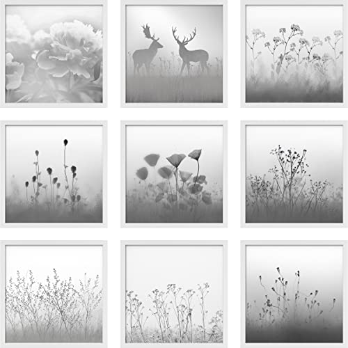 SIGNWIN Framed Wall Art Collage Print Gallery Set Grayscale Vintage