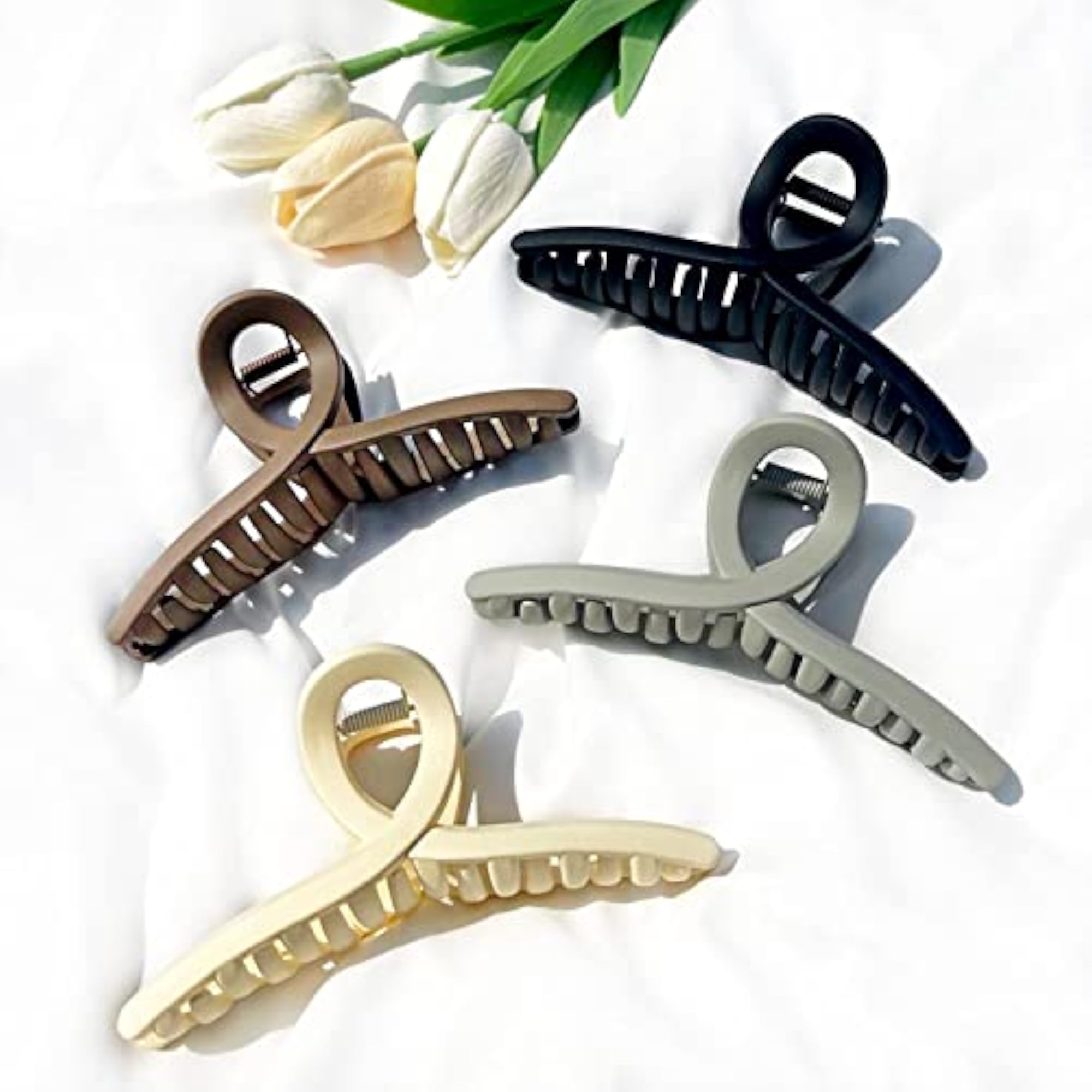 Stylish Acrylic Matte Finish Hair Claw Clips, Pack of 4