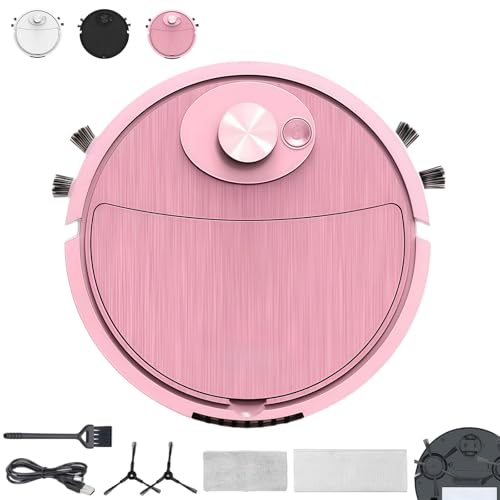 2027 New Mini Robot Vacuum for Car, Car Robot Vacuum, Compact Mini Cleaner Sweeping Robot, 3 in 1 Rechargeable Smart Cleaning Machine with Wet Mopping for Hard Floors Pet Hair Carpets (Pink*1)