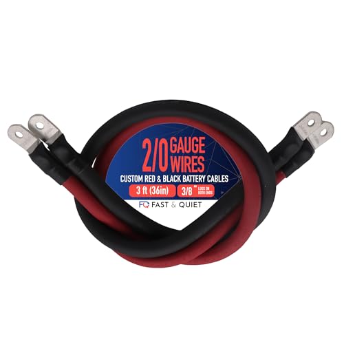 2/0 AWG Copper Battery Cables with Terminals (2 pcs)
