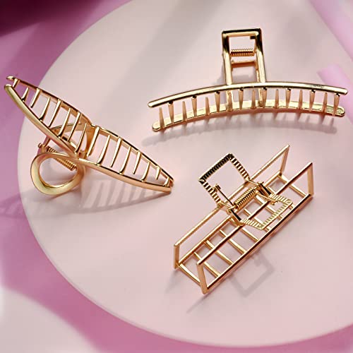 6 Pack Large Metal Hair Claw Clips,Gold And Silver Fashion Hair Clips For Women Thin Thick Curly Hair Non-Slip Jaw Clips,Hair Accessories For Women #TOP6