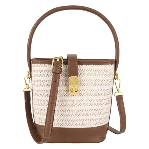 ZLM BAG US Women's Small Straw Top Handle Bag Handwoven Crochet Crossbody Shoulder Bag Summer Hobo Purse