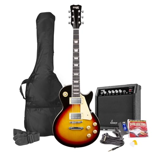 Max Pack Guitare Électrique GigKit Vintage Rock, Style SC, Ampli 40 Watts, Accessoires, Housse, Accordeur, Cordes de rechange, Sangle, Câble 3m et Médiators, Kit...