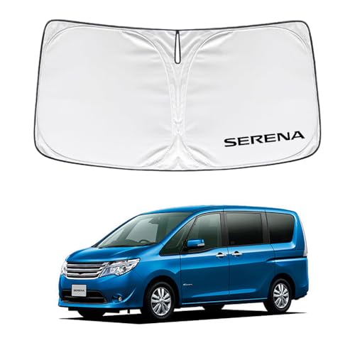 SAWAKAKI 日産 セレナ C26系 専用設計 サンシェード フロントガラス用 ロゴ付き 日焼け防止 断熱 UVカット 紫外線カット 暑さ対策 コンパクトに収納