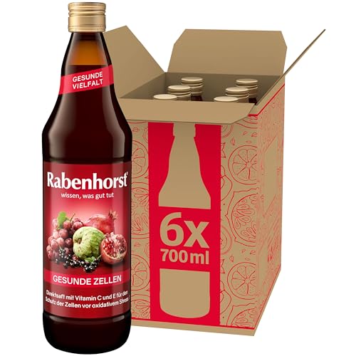 RABENHORST Gesunde Zellen 6er Pack (6 x 700 ml) - Mehrfruchtsaft mit Vitamin C, E, Traubenkern-Extrakt und entkoffeiniertem Grüntee-Extrakt