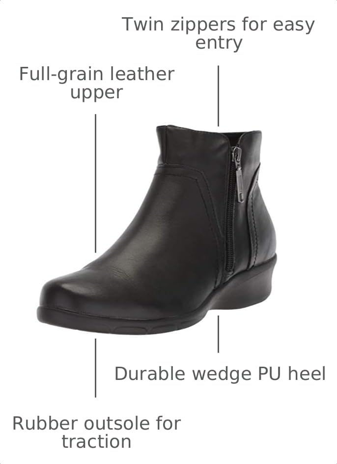 Image of Propet Womens Waverly Round Toe Zippered Casual Boots Ankle Low Heel 1-2 inch - Black