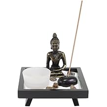 Tabletop Buddha Zen Garden with Sand Rock Candle Holder Incense Burner Gift & Home Decor