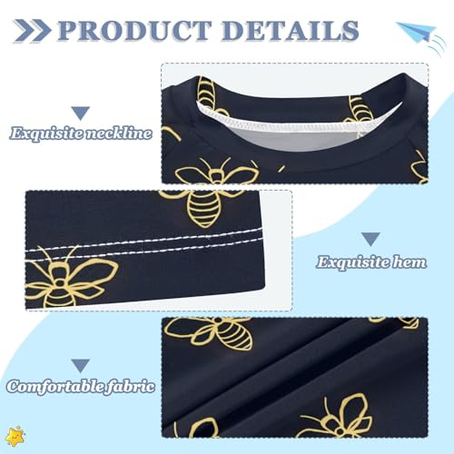 ALAZA Kids Rash Guard Girls Boys Toddler Swim Shirts Short Sleeve Bees Black UPF 50+ 3T3