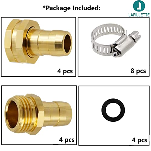 Image of LAFILLETTE Garden Hose Repair Pipe Connector with Clamps Hose, Fit for 3 /4 inch Garden Hose Connector (Pack of 4)
