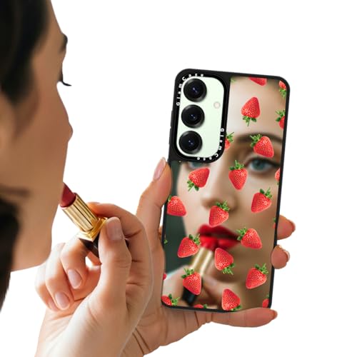 Coque miroir Samsung S24 GlamCase avec motif fraise en plastique TPU