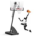G GX9 Basketball Hoop Outdoor 7.5-10ft Adjustable with Crank, Portable Basketball Goal System with 54 Inch Shatterproof Backboard for Kids, Teens & Adults in Backyard/Indoor/Driveway