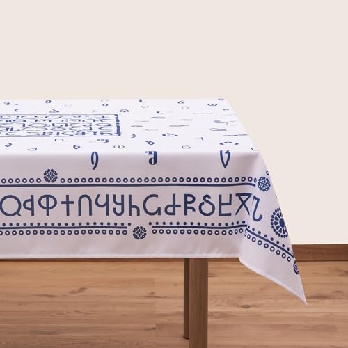 Nappe alphabet géorgien coton bleu fini les tables ternes