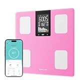 FITDAYS Smart Body Fat Scale, Bluetooth Composition Analyzer, 400lbs (Pink, 11'/280mm)