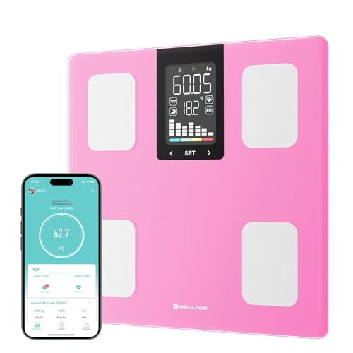 FITDAYS Smart Body Fat Scale Bluetooth Composition Analyzer 400lbs (Pink 11/280mm)