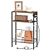 HOOBRO Small Narrow Side Table with Charging Station, Skinny End Table for Small Spaces, Slim Nightstand with USB Ports Outlet, Sofa Beside Table with Storage Shelf, Rustic Brown and Black BF102UBZ01
