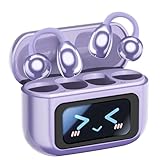 Weinsamkeit Cuffie open ear, clip on auricolari, clip on con suono impressionante, senza fili, Bluetooth 5.4 con touch screen intelligente, 60 ore Wireless Earbuds per fitness, corsa, ufficio (viola)