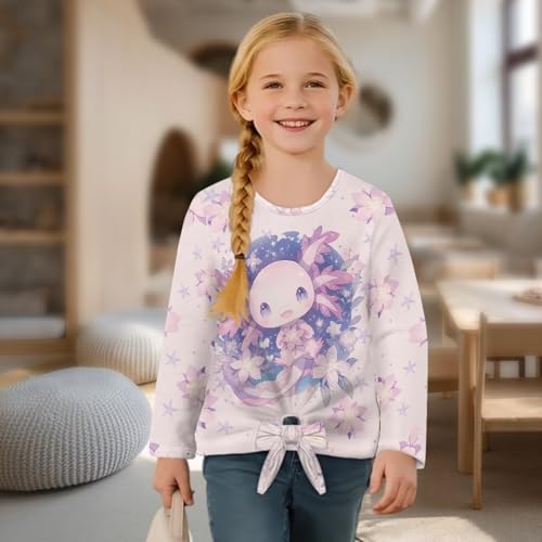 Graphic Shirts for Girls Size 5-12 Long Sleeve Crew Neck Casual Tops Breathable Relax Fit Workout Tops Fall Outfits4