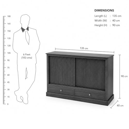 Image of The Attic Velora Cabinet, Solid Wood, Natural Finish, Kitchen and Living Room Storage