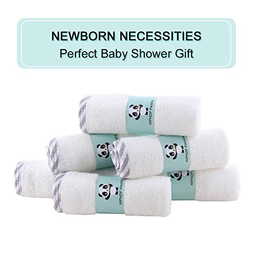 HIPHOP PANDA Baby Washcloths, Rayon Made from Bamboo - 2 Layer Ultra Soft Absorbent Newborn Bath Face Towel - Reusable Baby Wipes for Delicate Skin - Gray Stripe, 30 Pack — view 3