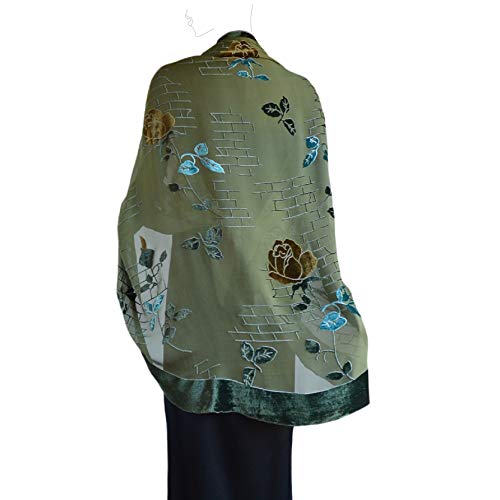 JennyJames Silk Base Burn-out Velvet Half Circle Wrap/Shawl,72