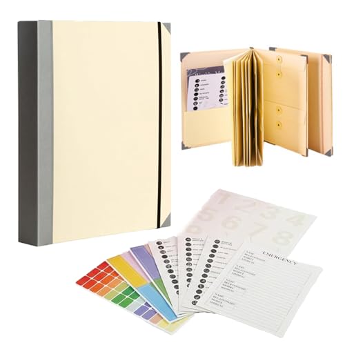 Accordion File Organizer Manila Pocket Document Folder for Passports, Portable Multi-Pocket Filing Folder Birth Certificates & I