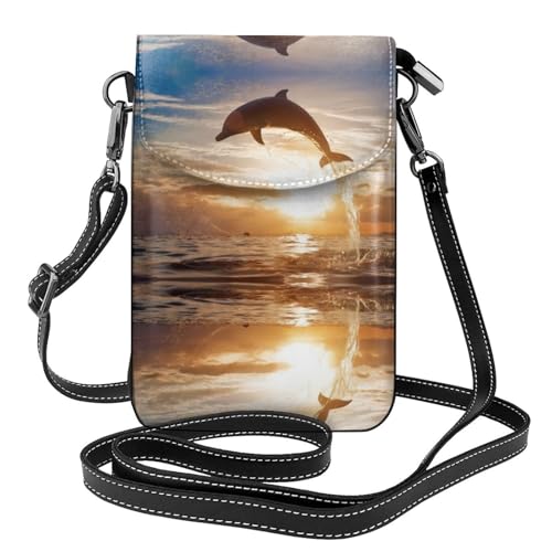 Sac à rabat dauphin en microfibre PU pour téléphone et portefeuille