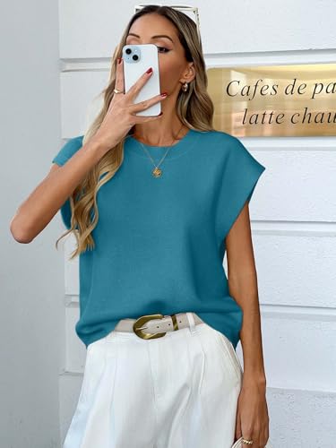 Image of GREAIDEA Womens Sleeveless Sweater Vest Crewneck Cap Sleeve Knit Tops Trendy 2026 Summer Spring Business Casual Shirts