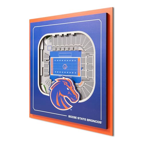 YouTheFan Officially-licensed NCAA Boise State Broncos Stadium Series 3D Wall Art - multi-layer team stadium replica, detailed sports fan gift, indoor decor