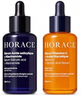 HORACE Blemish & Brightening Serum Duo – Salicylic Acid & Vitamin C | Target blemishes, visible pores, redness and dullness with two vegan, unscented serums for smoother, brighter-looking skin.