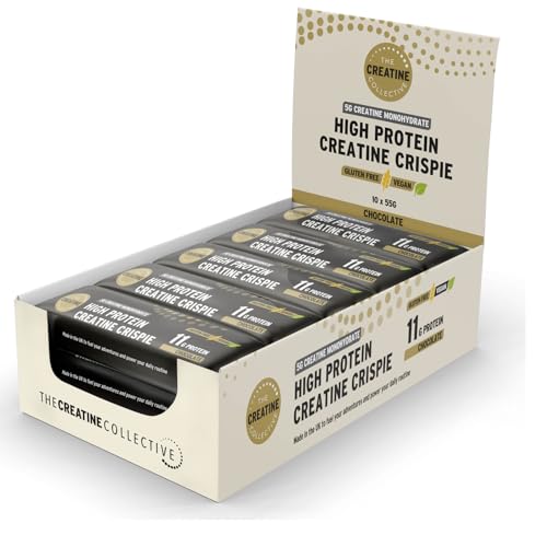 The Creatine Collective vegan creatine energy bar, pack of 10, gluten free chocolate vegan bar 5g creatine 10g protein snack bar, Handmade in the UK (10, Chocolate) The Creatine Collective vegan creatine energy bar, pack of 10, gluten free chocolate vegan bar 5g creatine 10g protein snack bar, Handmade in the UK (10, Chocolate)