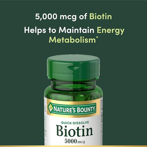 Nature's Bounty Biotin, Supports Metabolism for Cellular Energy and Healthy Hair, Skin, and Nails, 5000 mcg, 60 Quick Dissolve Tablets - Image 4