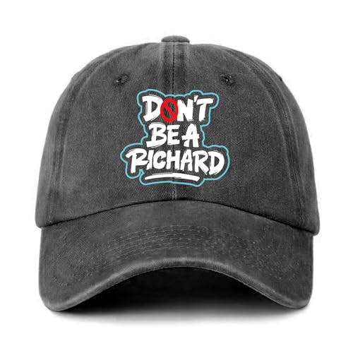 GOSJINNK Humor Saying Distressed Washed Black Baseball Cap Don't Be A Richard Printed Cotton Adjustable Baseball Hat for Men Women Funny Trucker Hat Gift for Dad Mom Family Friend Coworker Neighbor