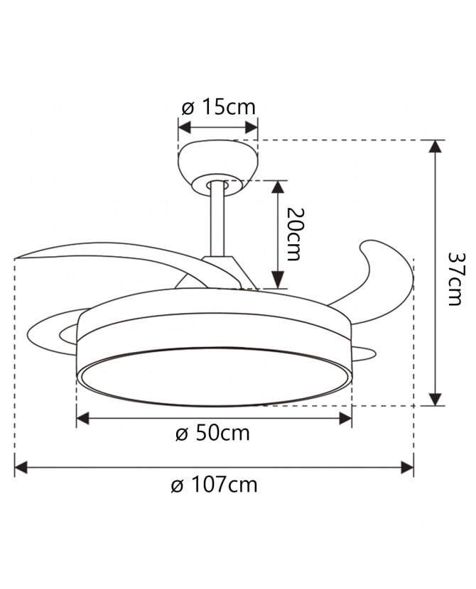 LEDUNI Ventilador con Luz LED con mando+APP 50CM, Motor DC +Luz LED, 66W - Imagen 3