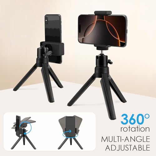 JSMTKJ Beamer Ständer, Mini Stativ für Projektor, Kamera, Smartphone & Webcam, Schwarz, ABS+Metall, 360° drehbar, 18 cm