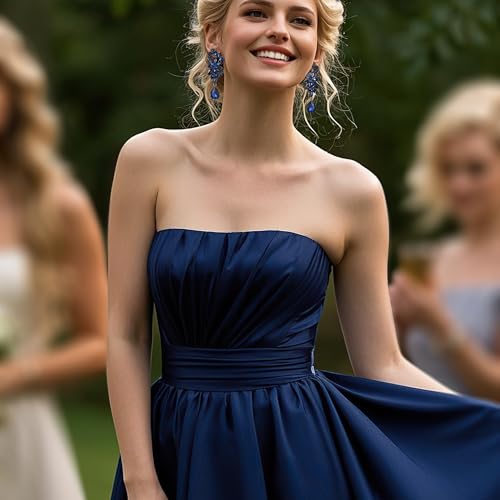 BriLove Women's Bohemian Boho Crystal Flower Wedding Bridal Chandelier Teardrop Bling Clip-On Dangle Earrings2